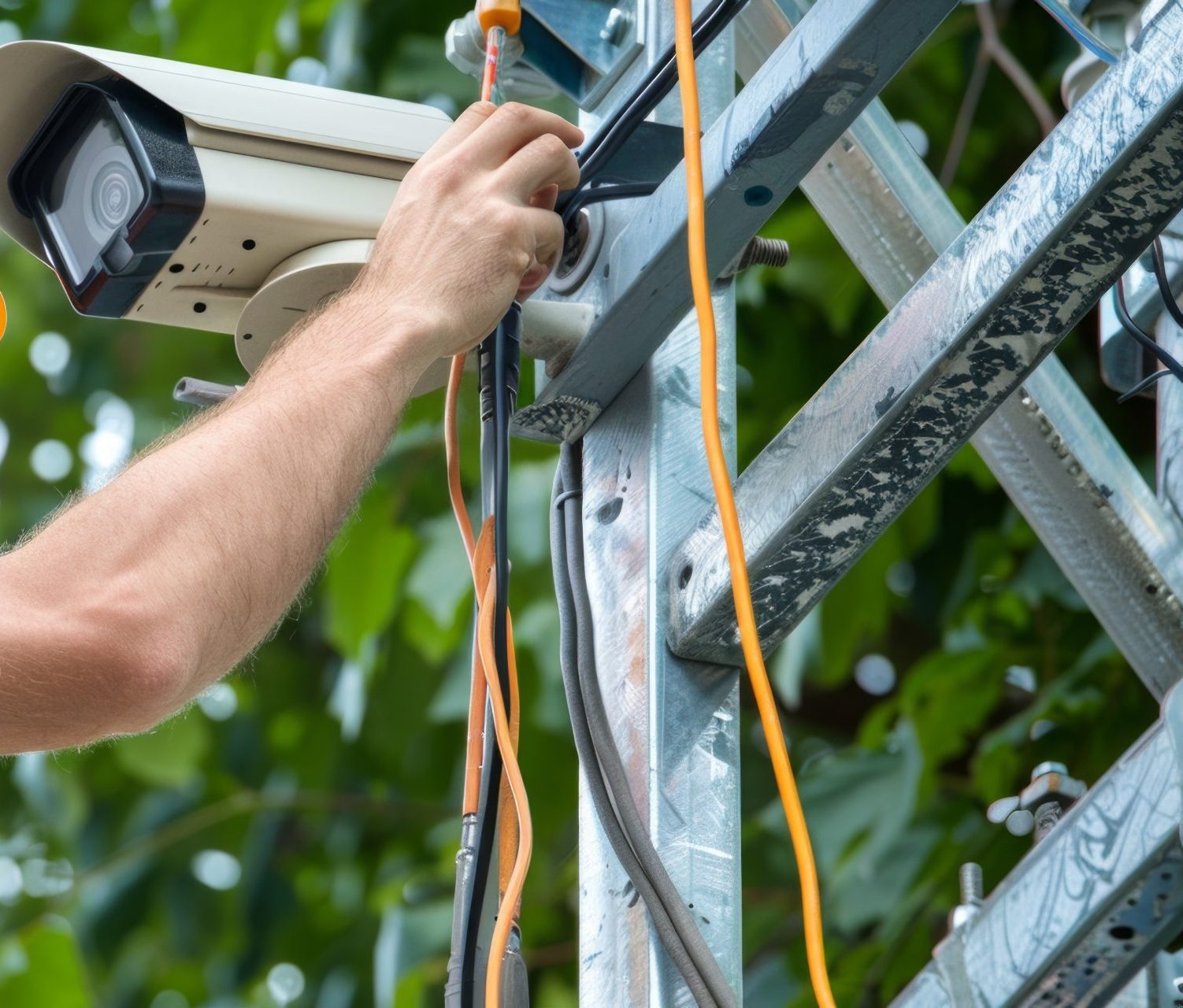 Electrician Installing Security Camera